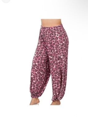 Zenana Pink Leopard Print Harem Pants